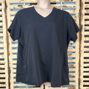 Advantage~Scrub Top~Women's Size 2X~V-Neck~Pockets~Butter Soft~Side Panels~Gray